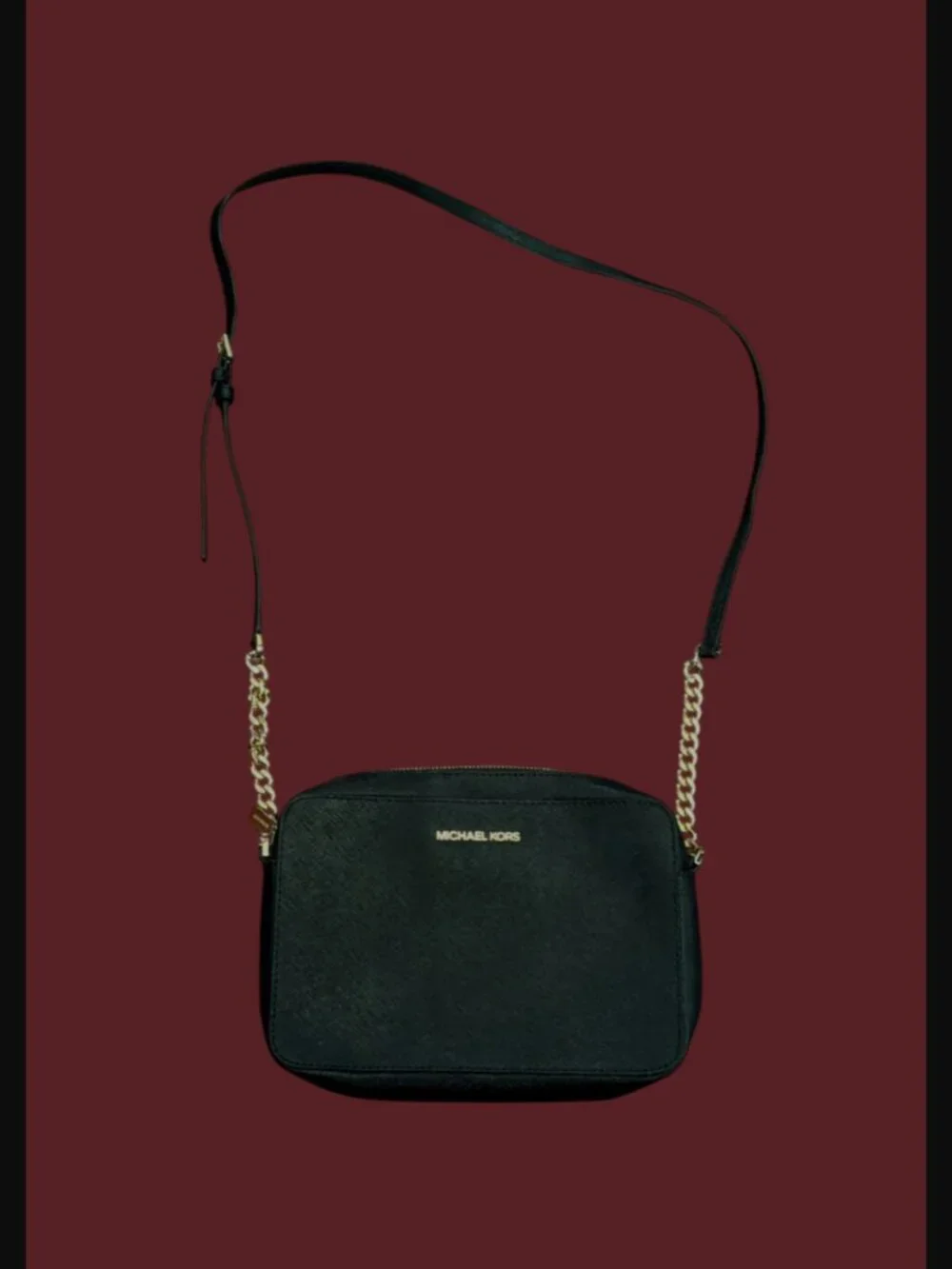 Michael Kors Black Jet Set Saffiano Leather Crossbody Purse Size 9